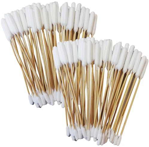 Pirbright Pet Company Extragroßer 15 cm großer Wattestäbchen-Ohrreiniger für Haustiere, Hunde, Lange Bambus-Wattestäbchen zum Reinigen der Tierohren (100er-Packung Ohrstöpsel mit Zwei Enden)