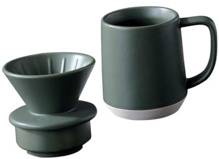 WOONEKY Ceramic Coffee Filter Cup Milk Filter Cup Hand Brewed Coffee Mug for Home and Office Use Green Porcelain