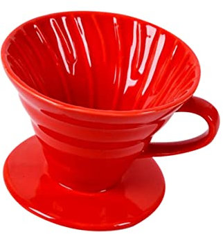 Yardenfun Filtro De Café Cerámico Rojo Para Tazas Filtro Manual Para Café Con Diseño Artesanal Tetera Práctica Para Casa y Oficina Accesorio Duradero y Seguro