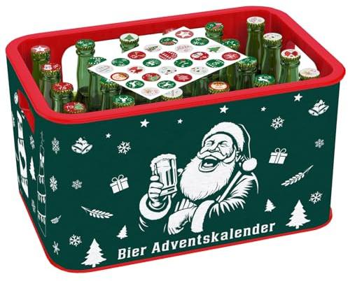 Bier Adventskalender 2025, Männer Adventskalender Bier Deko - Banderole aus Filz mit Klettverschluss und 24 Aufkleber Zahlen für Bierkalende