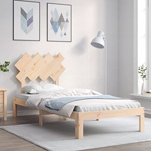 Sufrk Massivholzbett mit Kopfteil Bettgestell Bed Frame Holzbett Kopfteil Bett Schlafzimmer Bett Massivholzbetten 90x200 cm - 3193711