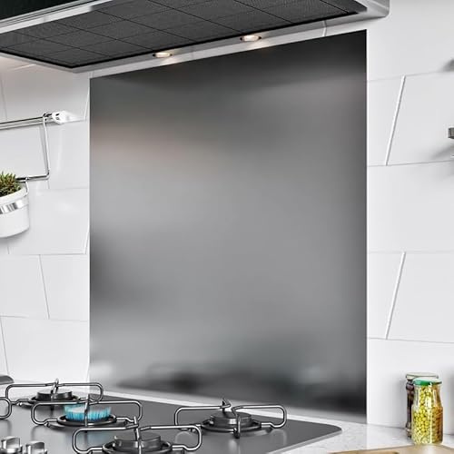 BELOFAY 1mm Thick Stainless Steel Splashback for Kitchen, Brushed Finish, Hob Splashback For Cookers with Adhesive/Glue included 600x600mm