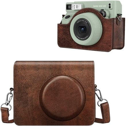 FINTIE Custodia per Fujifilm Instax Wide 400 Fotocamera Istantanea | Borsa Protettiva Cover con Tracolla Regolabile, Marrone