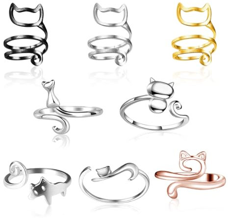 Zdhsufnvw 8 Piezas Katzenstil Häkelring Häkelringe Finger Häkel Ring Crochet Ring Strickring Häkelringe Strickring Finger Häkel Zubehör für Häkeln & Stricken Mutter Oma Geschenke (Mehrfarbig)