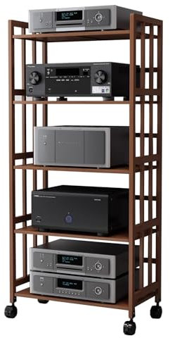 Scaffale mobile a 5 ripiani per componenti audio per club, ufficio, casa, soggiorno, scaffale per apparecchiature stereo, lettore CD DVD, giradischi con amplificatore integrato, amplificatore,