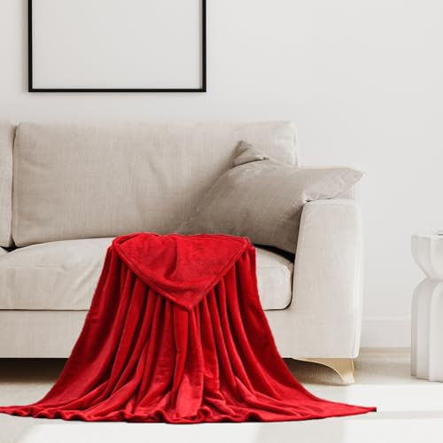 STGAO Wohndecke 80 x 200 cm Waschbar Flauschig Decke Flauschige Weiche für Bett Sofa Schlafzimmer Büro, Rot