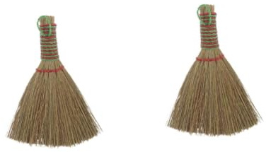 DECHOUS 2pcs Miscanthus Woven Broom Whisk Broom Cleaning Brush Small Dustpan Dust Sweeping Soft Brush Carpet Wisk White Small Shower Garden Grass
