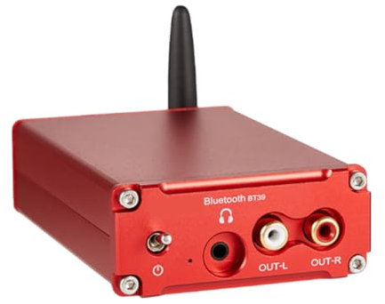Lckiioy Decoder HiFi Lossless QCC5125 ES9039Q2M Adattatore Ricevitore Wireless HD Bluetooth 5.0 Decodifica DC12V Rosso