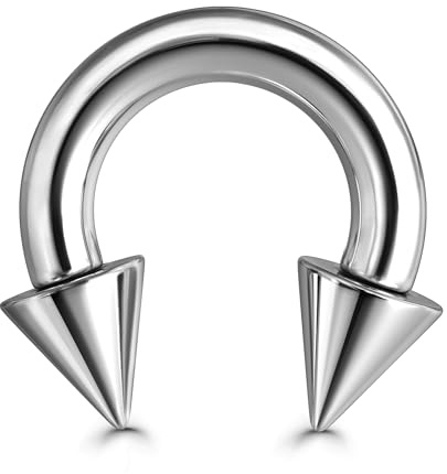 G23 Titanium 8G Septum Piercing Jewellery Spike Horseshoe Nose Ring 12mm