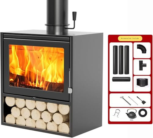 MGEMJMJ Echter Feuerkamin, Heizofen, Innenwohnzimmer Im Haushalt, Villa, Gastfamilie, Brennholz, Das Holz Verbrennt, Echter Feuerholzkamin(Size:85x60x49cm)