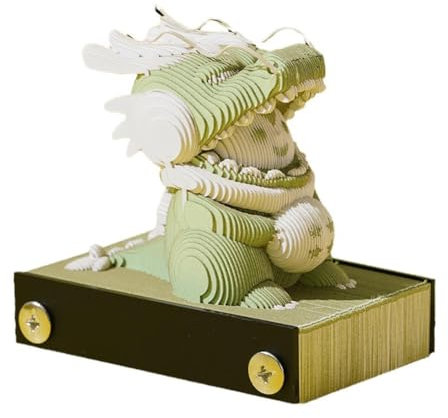 ERVDKXCOI Abreißbarer 3D-Papierkunst-Notizblock-Tischkalende Abreißkalender 2025, 3D-Kalender in Drachenform aus Papier geschnitzt, geeignet für: Tischdekoration, kreative Geschenke