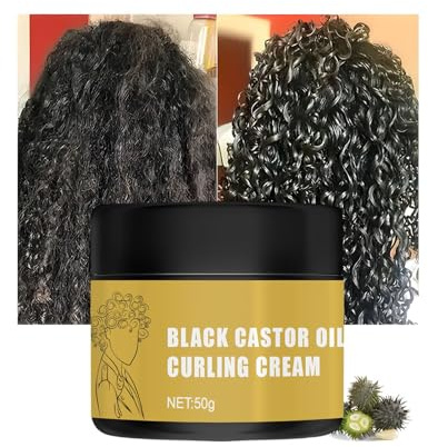 Locken-Styling Creme mit schwarzem Rizinusöl und Arganöl, Feuchtigkeitsspendende Leave-in Pflege, Anti-Frizz Formel