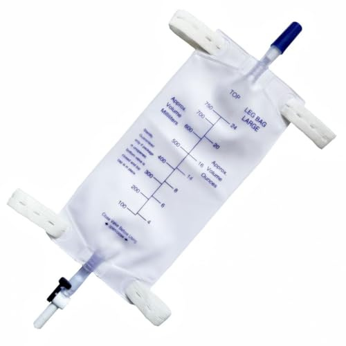 lifevv 4 Pack 750ml Catheter Leg Bag Urinary Drainage Bag, Anti-Reflux Valve, Cloth Straps,Easy Lever Outlet Tap,Effective Leak Prevention
