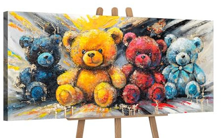 YS-Art Bunte Bilder auf Leinwand bilder für kinderzimmer malen Schöne Acrylbilder Gemalte handgemalt Wandbild Acrylmalerei modern Wohndekor Bilder Büro echte Kunst 115x50 cm