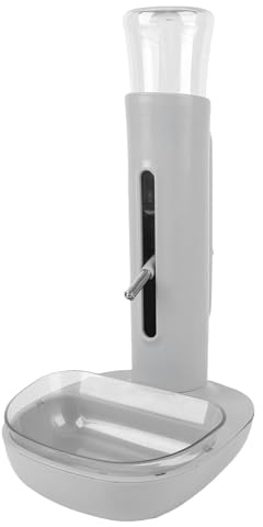 Dispensador De Agua De Pie para Mascotas, 680ml Alimentación Automática De Agua Altura Ajustable Comedero De Pie para Gatos Y Perros Bebedero De Botella Comedero Colgante (Gray)