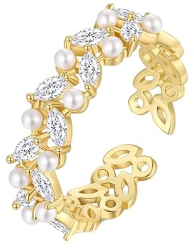 AMDXD Alliance classique en or jaune 9 carats - Créée en laboratoire - Diamant marquise - Bague de fiançailles - Bague de fiançailles en diamant - Taille 47 à 65, Or jaune 9 carats (375), Diamant créé