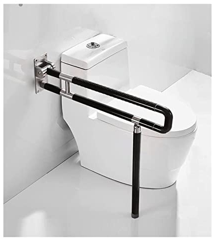 Wannengriff Schwarze, faltbare Haltegriffstütze for die Toilette, Haltegriffe zur Wandmontage aus Edelstahl, mit rutschfestem Nylon-Außenrohr