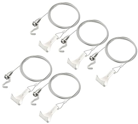 sourcing map Kit de 5 cables ajustables para colgar cuadros de 3 m x 1,5 mm con ganchos en S
