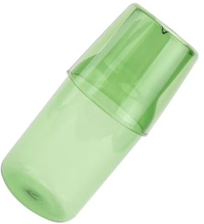 Ciieeo Juego de cristalería verde con botella de agua y taza de agua hecha de vidrio de borosilicato de alta capacidad, herramientas para beber en casa, oficina, hotel, para bebidas frías, fiestas