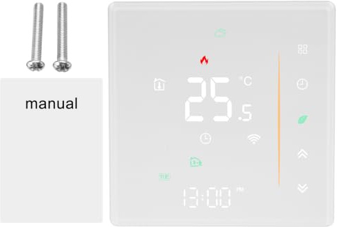 Thermostat WiFi Intelligent Thermostat de Chaudière Programmable 5+1+1 pour Chauffage de Chaudière Eau/Gaz Montage Mural avec Affichage LCD Numérique 5A 230V Compatible avec Alexa et Google Home