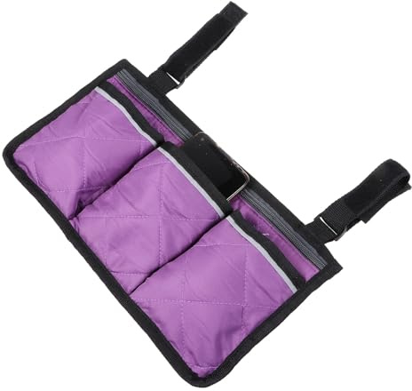 Rollstuhltasche Seitlich aus Polyester Taft in Lila für Wheelchair | Armlehnentasche, Robust und Bruchfest Verarbeitet, Mehrere Fächer für Ordnung Unterwegs