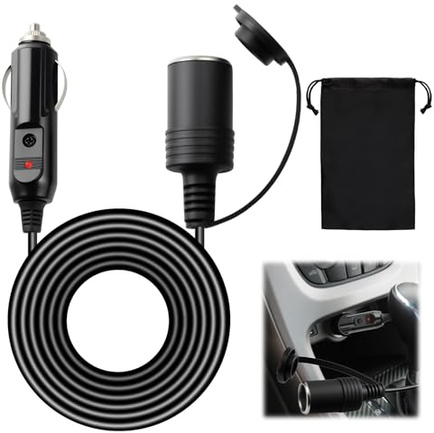 5M Vehicle Cigarette Lighter Extension Lead, 12V/24V Car Extension Cable | With Bundle Pocket, Long Coverage Distance, Heavy-Duty Wire, for Cars RVs Boats (5m / 16.4ft)
