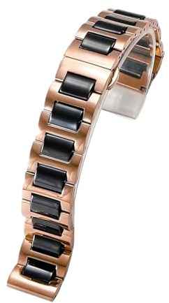 Keramiskt klockband Snabbkopplingsrem Utplacering Låsarmband for kvinnor män(Rose gold black,21mm)
