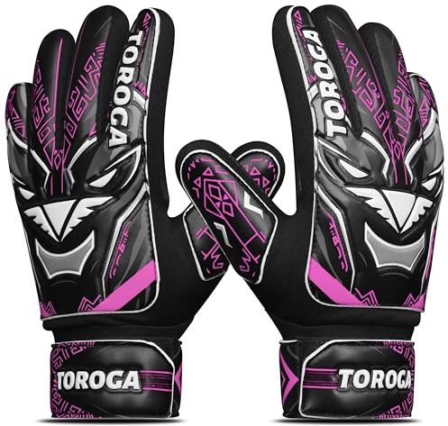 TOROGA Fotboll, målvaktshandskar för pojkar, barn ungdom fotboll målvaktshandskar med 4 mm latex vadderad handflata supergrepp palm målvaktshandskar