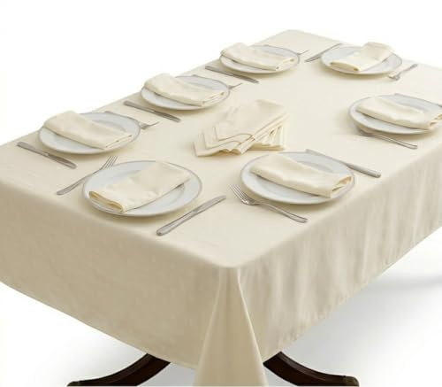 SalGiu Tovaglia con Tovaglioli Servizio da Tavola Set Completo Tinta Unita Elegante (Naturale, 12 Posti)