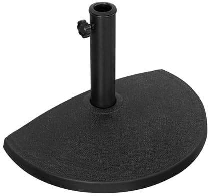 Angel Living Pieds de Parasols de Jardin Base Lourde pour Demi-Parasol, 15 kg, Résine Noire, Compatible 2.5m/2.7m - Stabilisateur de Parasol avec ou sans Table Jardin (15 kg, Noir)