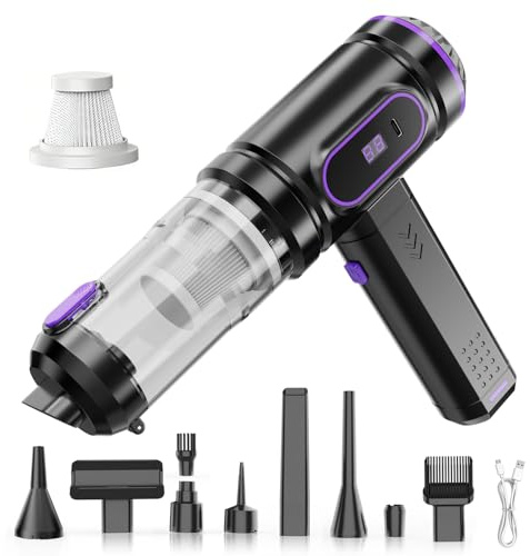 Jayrooot Handheld Hoover Cordless with LCD Display, 15000PA | 2-in-1 Air Duster & Vacuum Cleaner, Lightweight Portable Car Vacuum for Pet Hair Home Stairs Office, Type-C Charging