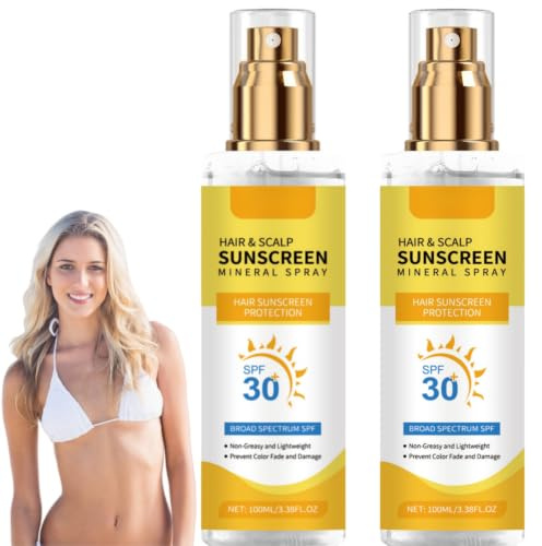Cheveux Suncreen Mist,2pcs Protection Solaire Pour Le Cuir Chevelu,Spf 30 Hair Sunscreen Mist Hair Sunscreen Spray,Crème Solaire à Cheveux,Hair & Scalp Sun Protection Spray172