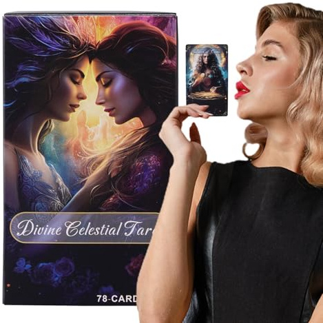 Divine Tarot Cards, Celestial Board Game, Exquisite Fortune Divination Board Tool, Reusable Compact Spiritual Kit, Portable Entertainment Accessory, 4.06x2.36 inches for Classmate Gathering Friends