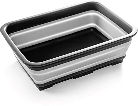 BINO Collapsible Wash Basin - Grey | Portable Dish Tub | Kitchen | Camping | Sink | Home Essentials | Baby Travel | Folding Dish Pan for Maximum Space Saving