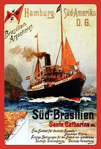 Schatzmix Schiff Hamburg Sud Amerika Metallschild Wanddeko 20x30 cm tin Sign Blechschild, Blech, Mehrfarbig