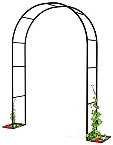 Rosenbogen Metall Rankhilfe Rosen Pflanzen, Große Torbogen Garten pulverbeschichteter Stahl, 230cm hoch, 140 cm /200cm breit, Schwarz Weiß (Black, W300*H220cm（9.8 * 7.2ft）)