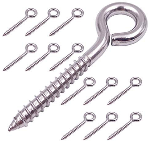 12 Stück 304 Edelstahl Schraubösen, robuste Schraubhaken Ring für Yoga, Schaukelstuhl, drinnen und draußen, selbstschneidend, 8,1 cm