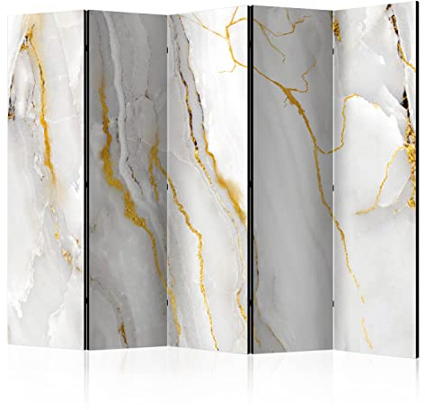 murando - Paravent Raumteiler Steinwand, 225x172 cm, 5-teilig, Wohnzimmer | Mobiler Sichtschutz, sofort einsatzbereit, Holzrahmen, ideal fürs Wohnzimmer oder Büro, geruchsneutral, lichtbeständig