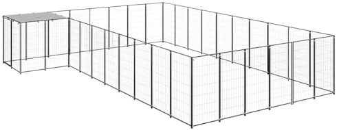 vidaXL Hundezwinger Schwarz 19,36m² Stahl Hundehütte Hundekäfig Hundehaus