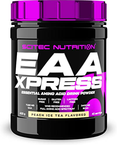 Scitec Nutrition EAA Xpress - Aminoácidos Esenciales de Espectro Completo - 3400mg BCAA, 7160mg EAA - Sin Gluten, Sin Azúcar, Sin Lactosa, 400 g, Sandía-fresa