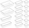 Lifewit Set de 16 Organizadores de Cajones de Plástico Transparente, Separadores de Cajones de Escritorio, Bandejas de Almacenaje, Cajas Separadoras para Maquillaje, Joyas, Dormitorio, Baño, Oficina