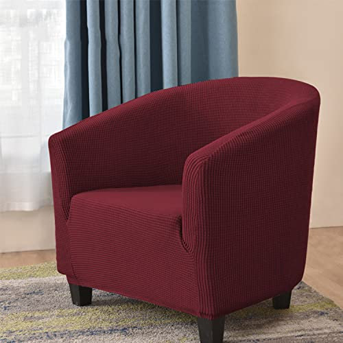 GUYIRT Jacquard Abnehmbar Sesselhusse Sesselbezug Hohe Dehnung Club Chair Schonbezug Stretch Husse Spandex-Wohnzimmer -rot-