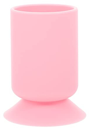 FRCOLOR Porta Pennelli Silicone Con Ventosa Antiscivolo Contenitore Penne e Trucchi Da Tavolo Per Casa e Ufficio Supporto Organizzatore Multiuso Per Brush e Lipstick Rosa