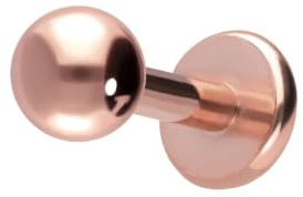 PIERCINGLINE Titan Labret mit Gewinde KUGEL Piercing Nase Lippe Ohr Tragus Helix Medusa Roségoldfarben 2,5 x 1,2 x 5 mm