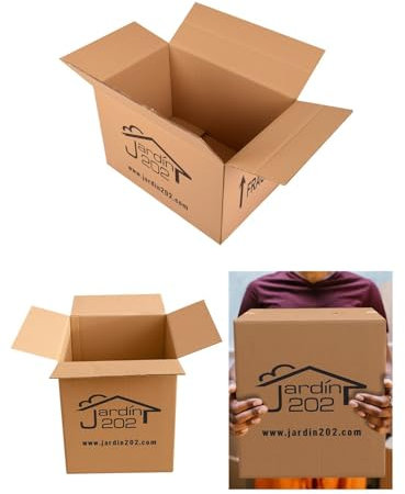 JARDIN202 - Caja de Cartón para mudanza – Cajas de Almacenajes con Solapa Resistente | 60x40x40cm (Pack 5 uds)