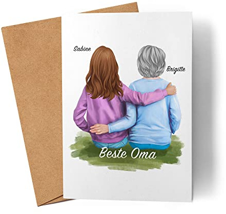 Kiddle-Design Oma Karte Personalisiert Oma & Enkelin Tochter Besonderes Oma Geschenk Muttertag Weihnachten Beste Oma der Welt Grußkarte