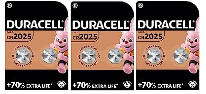 6 x Duracell CR 2025 (3 ampoules de 2 batteries) 6 piles (CR 2025)