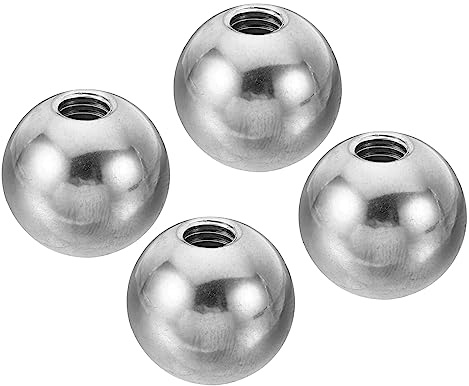 PATIKIL 4pz Dadi Manopola M6 Femmina Filettatura 18mm OD Fai-da-Te Argento | 304 Inossidabile Acciaio, Tondo Sfera Vite Cappuccio Coperchio, per Illuminazione Mobili, Decorazione