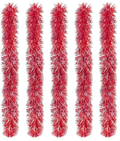 5pcs Guirlandes de Noel,10M Décoration de Guirlande de Noël, Guirlande de Sapin de Noël,Décoration de Noël,pour Décorations Noël et Festivals Intérieur/Extérieur（Rouge）