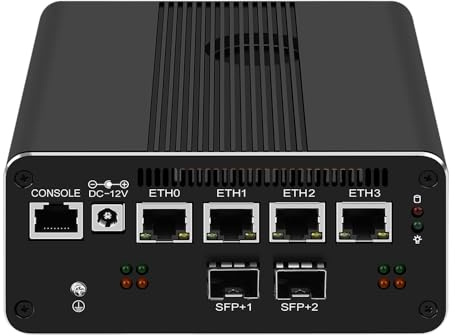 MOGINSOK Micro Firewall Appliance 2 x 10GbE SFP+ Mini-PC, Intel Raptor Lake U300E Barebone ohne RAM, ohne SSD, 4 x Intel I226-V, 2,5 GbE, 2 x Intel 10 GB, Netzwerkkarte Firewall Home Server/Router 1 x